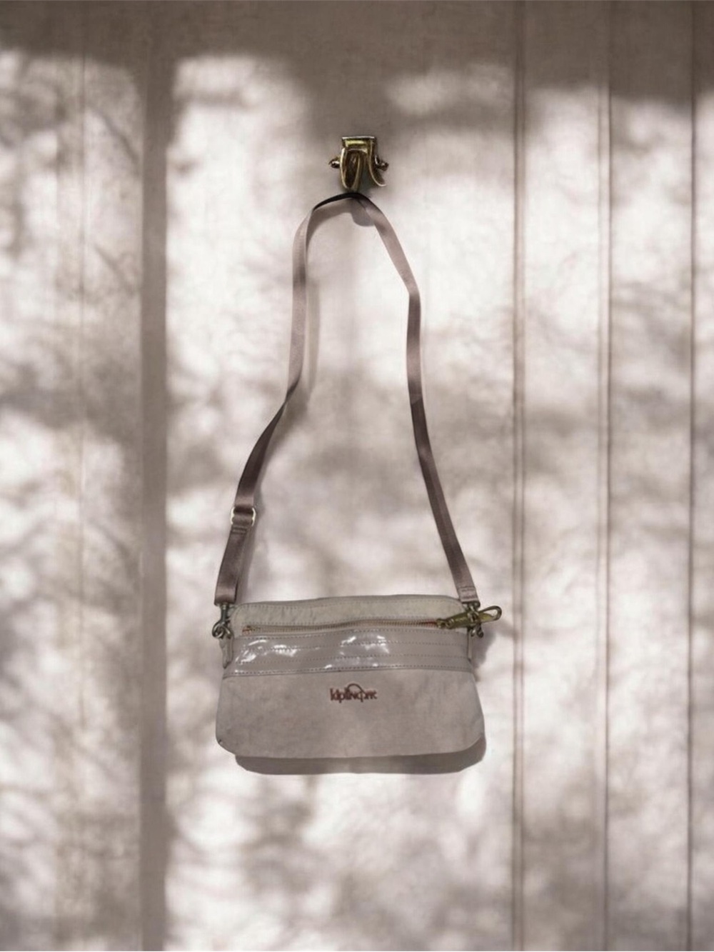 Kipling Light Beige Crossbody Bag with Adjustable Strap